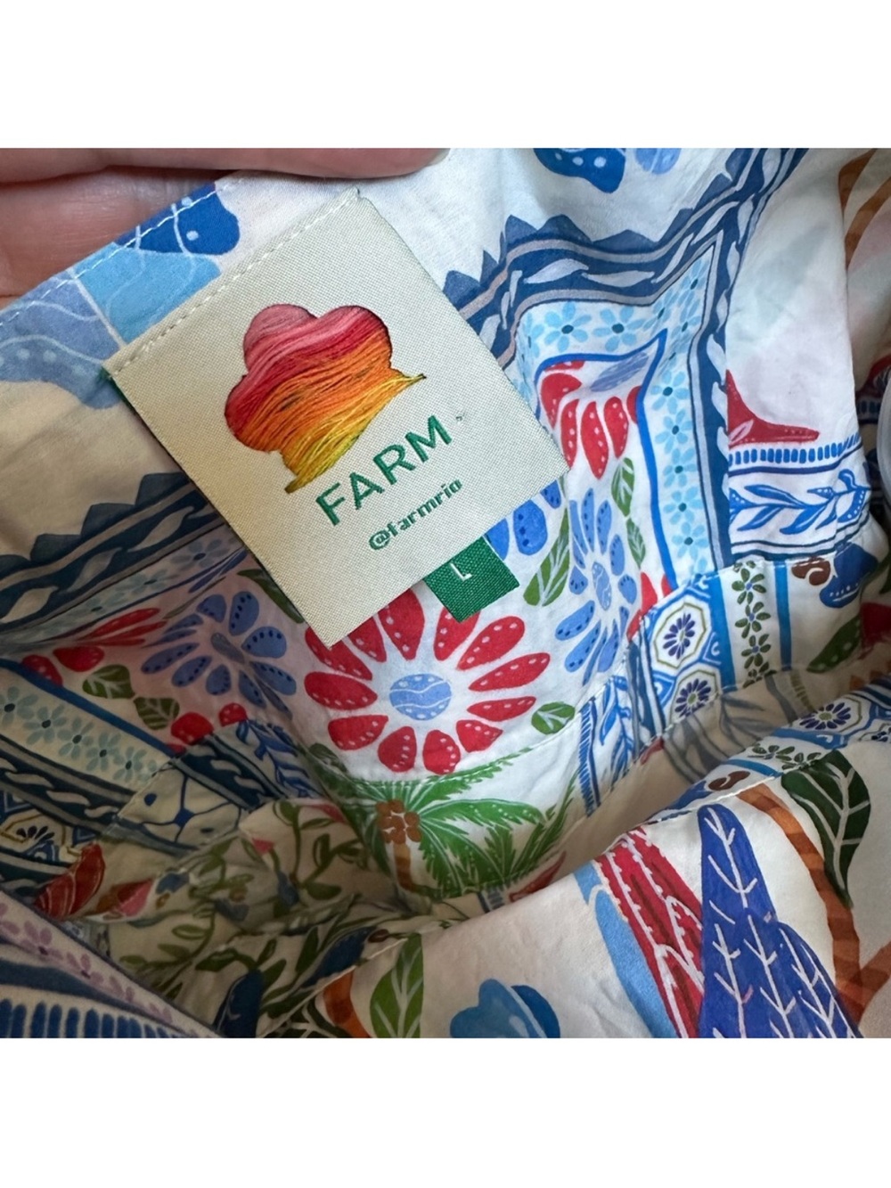 FARM Rio Cream Romper with Blue and Pink Tropical Parrot Print - Picture 5 of 5